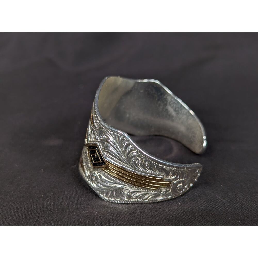 Montana Silversmiths Western Cuff Bracelet Silver Plated Scrollwork Geometric - Picture 3 of 12